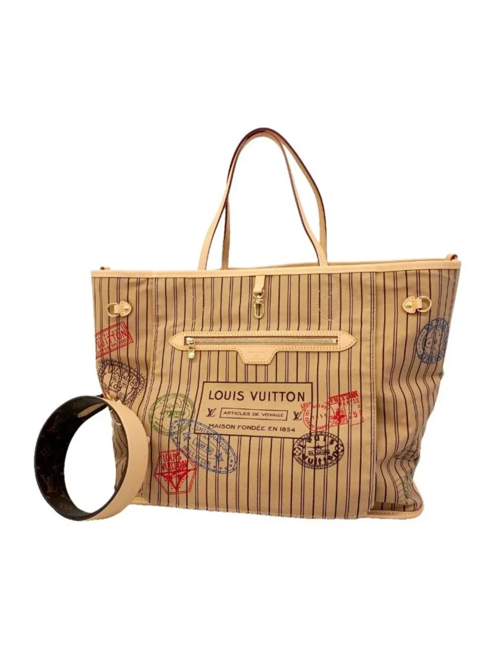 Louis Vuitton Tote Monogram Neverfull Inside Out GM Beige Brown 2-Way
